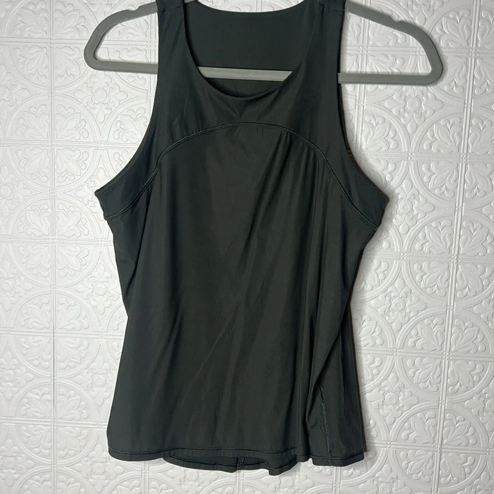 Spanx Go Lightly Ribbed Tie Back Tank Dark Olive Green SZ S - Picture 4 of 10